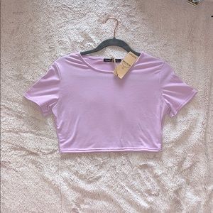 Petite Basic Lilac Crop Top BOOHOO